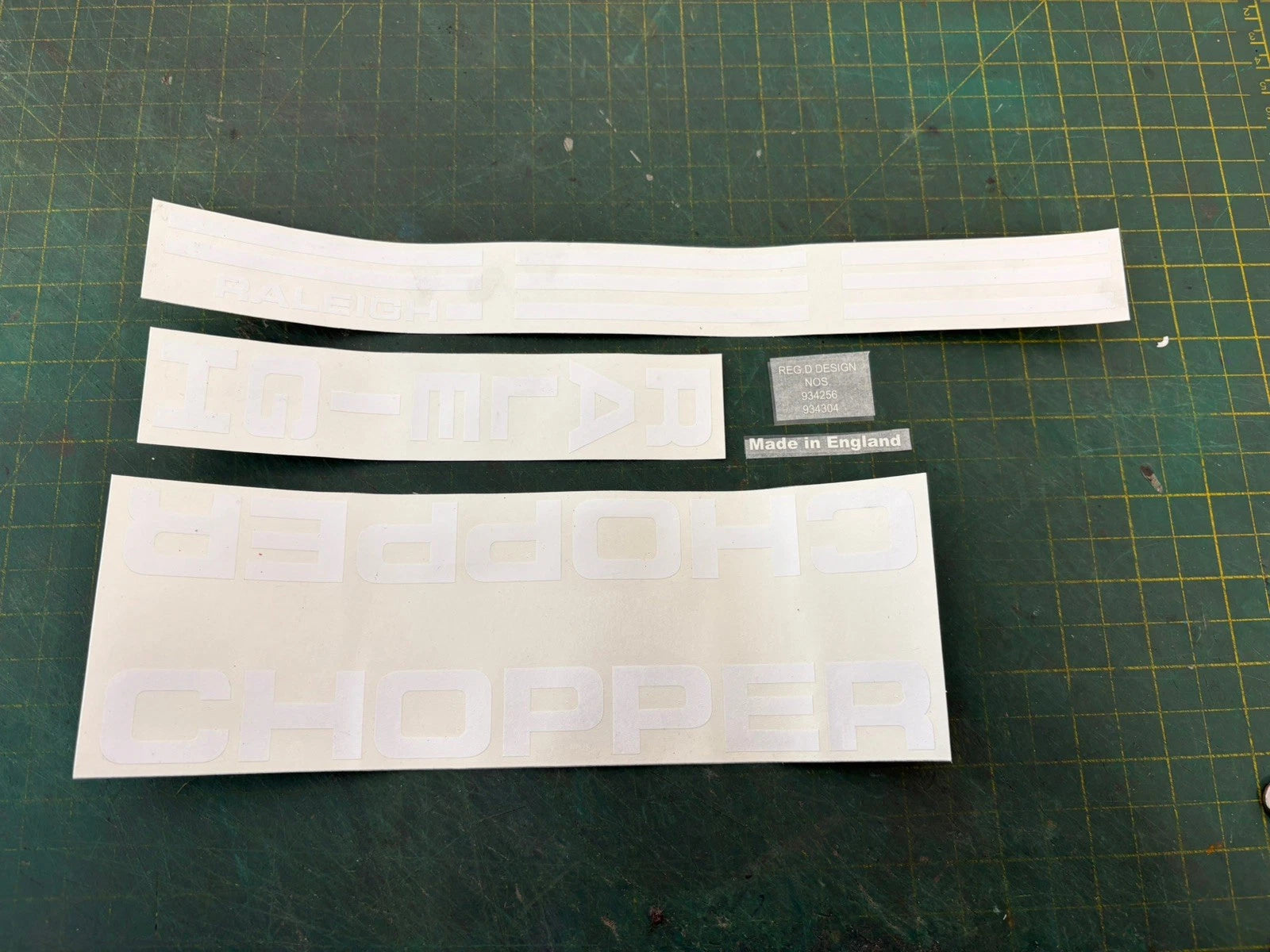 Raleigh Chopper MK1 Decal Set - Accurate & High Quality - Gloss White