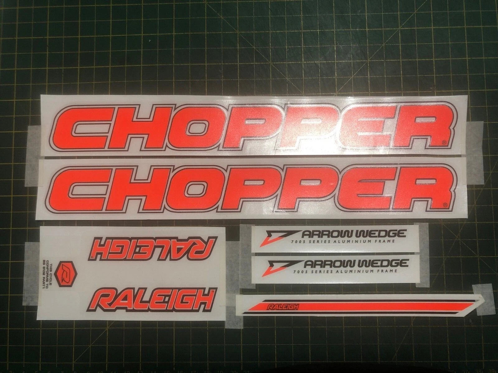 Raleigh Chopper MK3 Decal Set - Accurate & High Quality - Fluorescent Orange