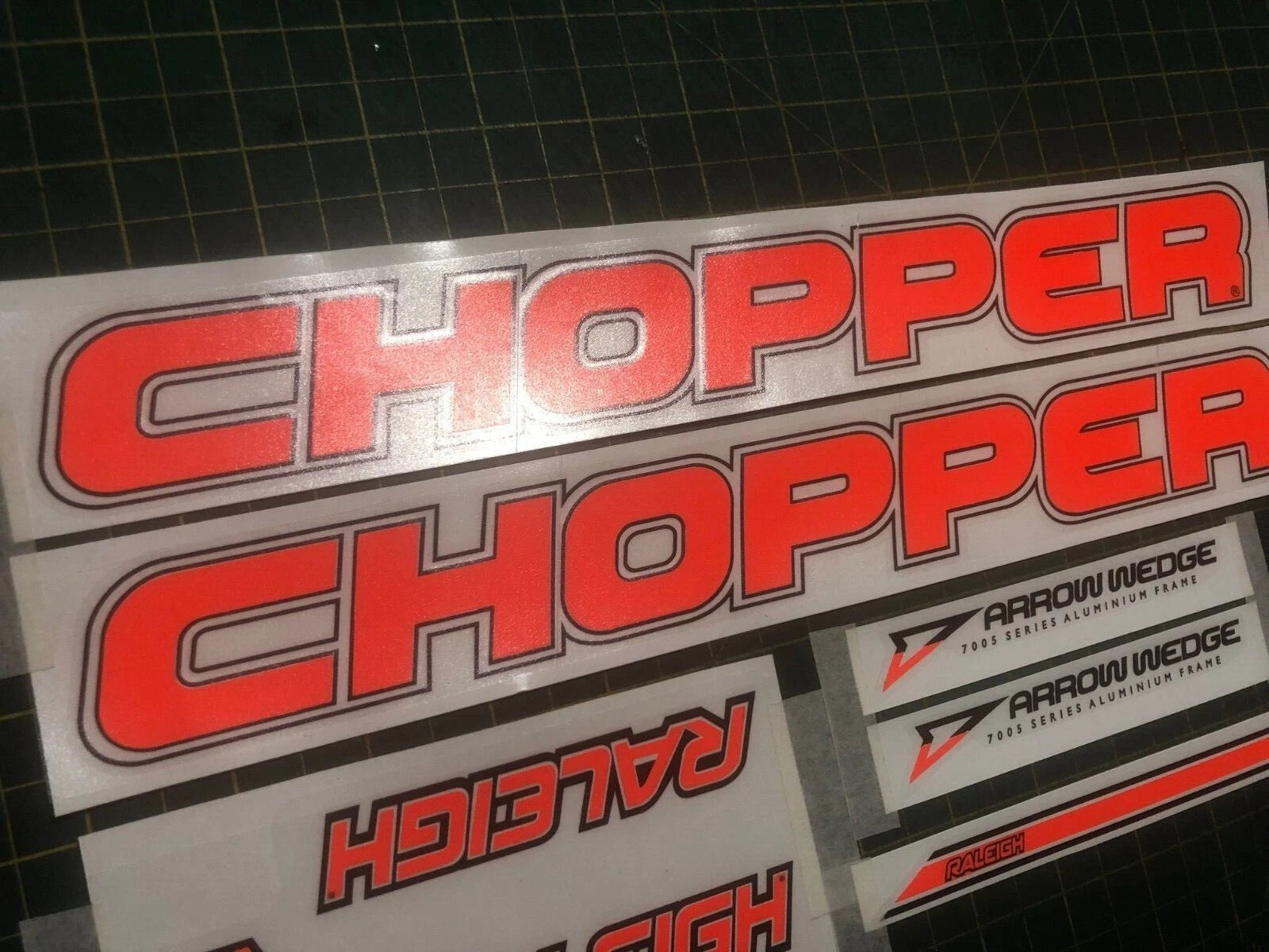 Raleigh Chopper MK3 Decal Set - Accurate & High Quality - Fluorescent Orange